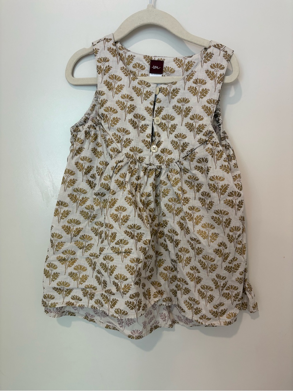 Tea Collection Cream Tank Tunic Dress with Gild Floral Print 6